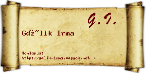 Gálik Irma névjegykártya