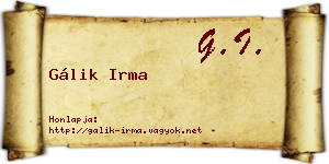 Gálik Irma névjegykártya